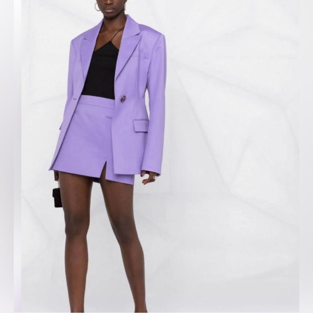 The Attico Purple Blazer Oversized Suit Jacket and skirt matching set